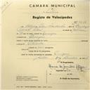 Registo de velocípede com o nº 2736, em nome de Alcino Pedro Sandinha, morador em Pernigem.