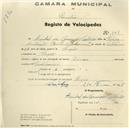 Registo de velocípede de marca Dinar, com o nº 348, em nome de Aníbal da Conceição Cristovão, morador em Fação.