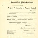 Registo de um veiculo de duas rodas tirado por um animal de espécie asinina destinado a transporte de mercadorias em nome de José Domingos da Silva, morador em Fontanelas.