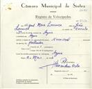Registo de velocípede de marca Nacional, com o nº 8917, em nome de Miguel Maria Lourenço, morador em Azoia.