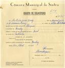 Registo de velocípede de marca Royal, com o nº 7875, em nome de António João Dinis, morador em Queluz.