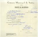 Registo de velocípede de marca Valadas, com o nº 8415, em nome de José Moreira Lourenço, morador em Carrascal.