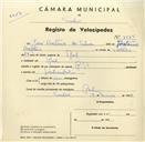 Registo de velocípede de marca R.P., com o nº 3515, em nome de José Caetano da Silva, morador em Ral.