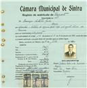 Registo de matricula de velocipedista em nome de Domingos António Rocha, morador em Maceira, com o nº de inscrição 404.