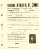Registo de matricula de velocipedista em nome de Virgínia Maria Silva, moradora no Linhó, com o nº de inscrição 2137.