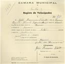 Registo de velocípede de marca Star, com o nº 96, em nome de João Francisco Vicente, morador em Maceira.