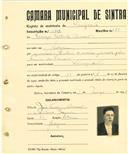 Registo de matricula de velocipedista em nome de Domingos Coutinho Branco, morador em Godigana, com o nº de inscrição 1909.