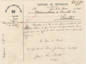 Ofício do Oficial da Polícia Judiciária Militar de Lisboa, Joaquim Luís Bastos,  ao Administrador do Concelho de Sintra, pedindo para o ofício nº 281, ser devolvido e assinado. 