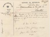 Ofício do Oficial da Polícia Judiciária Militar de Lisboa, Joaquim Luís Bastos,  ao Administrador do Concelho de Sintra, pedindo para o ofício nº 281, ser devolvido e assinado. 