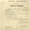 Registo de velocípede de marca Champion, com o nº 881, em nome de Américo Joel dos Reis, morador em S. Pedro de Sintra.