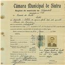 Registo de matricula de velocipedista em nome de Bernardo dos Santos, morador em Sintra, com o nº de inscrição 562.