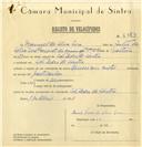 Registo de velocípede com o nº 6383, em nome de Manuel da Silva Eva, morador em S. Pedro de Sintra.