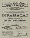 Programa do filme "Difamação" com a participação de Gary Grant e Ingrid Bergman.