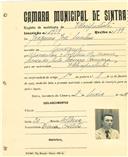 Registo de matricula de velocipedista em nome de Joaquim José Martins, morador em Massamá, com o nº de inscrição 1988.