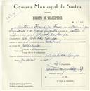 Registo de velocípede de marca Nacional, com o nº 5730, em nome de António Francisco Frade, morador em S. João das Lampas.