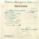 Registo de velocípede com o nº 4634, em nome de António Casimiro dos Santos, morador em Linhó.