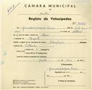 Registo de velocípede de marca Olympique, com o nº 3625, em nome de Gamaliel Salgado Pereira, morador em Magoito.