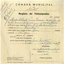 Registo de velocípede de marca Leon, com o nº 4345, em nome de Carlos Alberto Paiva Gomes, morador em Mem Martins.