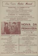 Programa do filme "Noiva da Primavera" com a participação de Bette Davis e Robert Montgomery. Espectáculo de cinema e variedades a favor da Associação dos Bombeiros Voluntários de Sintra. 