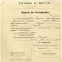 Registo de velocípede de marca Champion, com o nº 1384, em nome de Domingos Mateus Pardal, morador em Mogoito.