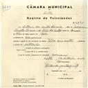 Registo de velocípede de marca Vilar com motor, com o nº 4895, em nome de António dos Santos Ferreira, morador em Massamá.