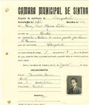 Registo de matricula de velocipedista em nome de Luís Vasco Nogueira Prista, morador na Rinchoa, com o nº de inscrição 2046.