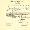 Registo de um veiculo de duas rodas tirado por dois animais de espécie asinina e muar destinado a transporte de mercadorias em nome de Artur Marques, morador no Mucifal.