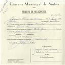 Registo de velocípede de marca Cycles Raio, com o nº 5169, em nome de Joaquim Freire de Sousa, morador em Ranholas.