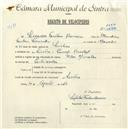 Registo de velocípede de marca Vilar, com o nº 4797, em nome de Leopoldo Fontan Barreiro, morador em Pensão Bristol, Sintra.