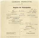 Registo de velocípede, com o nº 953, em nome de Firmino Ribeiro, morador em Lameiras.