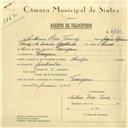 Registo de velocípede de marca Olympique, com o nº 6170, em nome de António Rosa Tomás, morador em Terrugem.