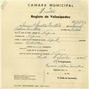 Registo de velocípede com o nº 2591, em nome de Manuel Mateus Quintino, morador em Negrais.