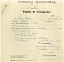 Registo de velocípede com o nº 938, em nome de Júlio Gaspar, morador em S. Pedro de Sintra.