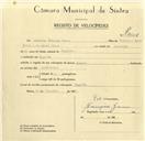 Registo de velocípede com o nº 9608, em nome de António Fidalgo Neves., morador em Magoito.