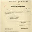 Registo de velocípede de marca Helios, com o nº 1306, em nome de Germano Julião, morador em Arneiro dos Marinheiros.