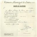 Registo de velocípede com o nº 4824, em nome de Afonso Rodrigues da Silva, morador em Praia das Maçãs.