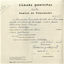 Registo de velocípede de marca Azur, com o nº 4559, em nome de Fernando Francisco Duarte, morador em Cabra Figa.