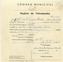 Registo de velocípede de marca Champion, com o nº 3092, em nome de [Rita] Castro Pereira Ulrich, moradora em Rua Consiglieri Pedroso, Sintra.