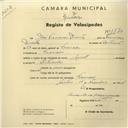 Registo de velocípede com o nº 2770, em nome de José Francisco Duarte, morador em Francos.