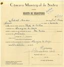Registo de velocípede com o nº 7335, em nome de Julião Amaro, morador em Almargem do Bispo.