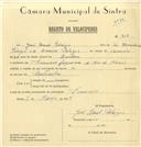 Registo de velocípede com o nº 7013, em nome de José Raul Pelágio, morador em Francos.