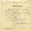 Registo de velocípede de marca Aprilia, com o nº 6087, em nome de Luís Monteiro Mendes, morador em Avª Dr. Miguel Bombarda nº 1, Queluz.