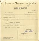 Registo de velocípede de marca L.R.S., com o nº 6271, em nome de José Alves, morador em Mem Martins.