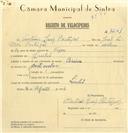 Registo de velocípede de marca Cirius, com o nº 7261, em nome de António Luís Portugal, morador em Linhó.