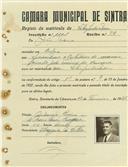 Registo de matricula de velocipedista em nome de João Pereira, morador em Belas, com o nº de inscrição 1101.