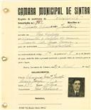 Registo de matricula de velocipedista em nome de Alfredo Elisiário Janota, morador em Pero Pinheiro, com o nº de inscrição 1968.