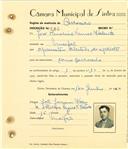 Registo de matricula de carroceiro em nome de José Américo Nunes Valente, morador no Mucifal, com o nº de inscrição 1580.