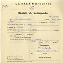 Registo de velocípede com o nº 4170, em nome de José Carreira Antunes, morador em Baratã.