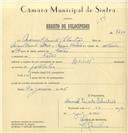 Registo de velocípede de marca Reinold, com o nº 7452, em nome de Manuel Duarte Sebastião, morador em Faião.