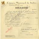 Registo de velocípede de marca Pombal, com o nº 6040, em nome de Júlio Carlos Ferreira Leite, morador em Rio de Mouro.